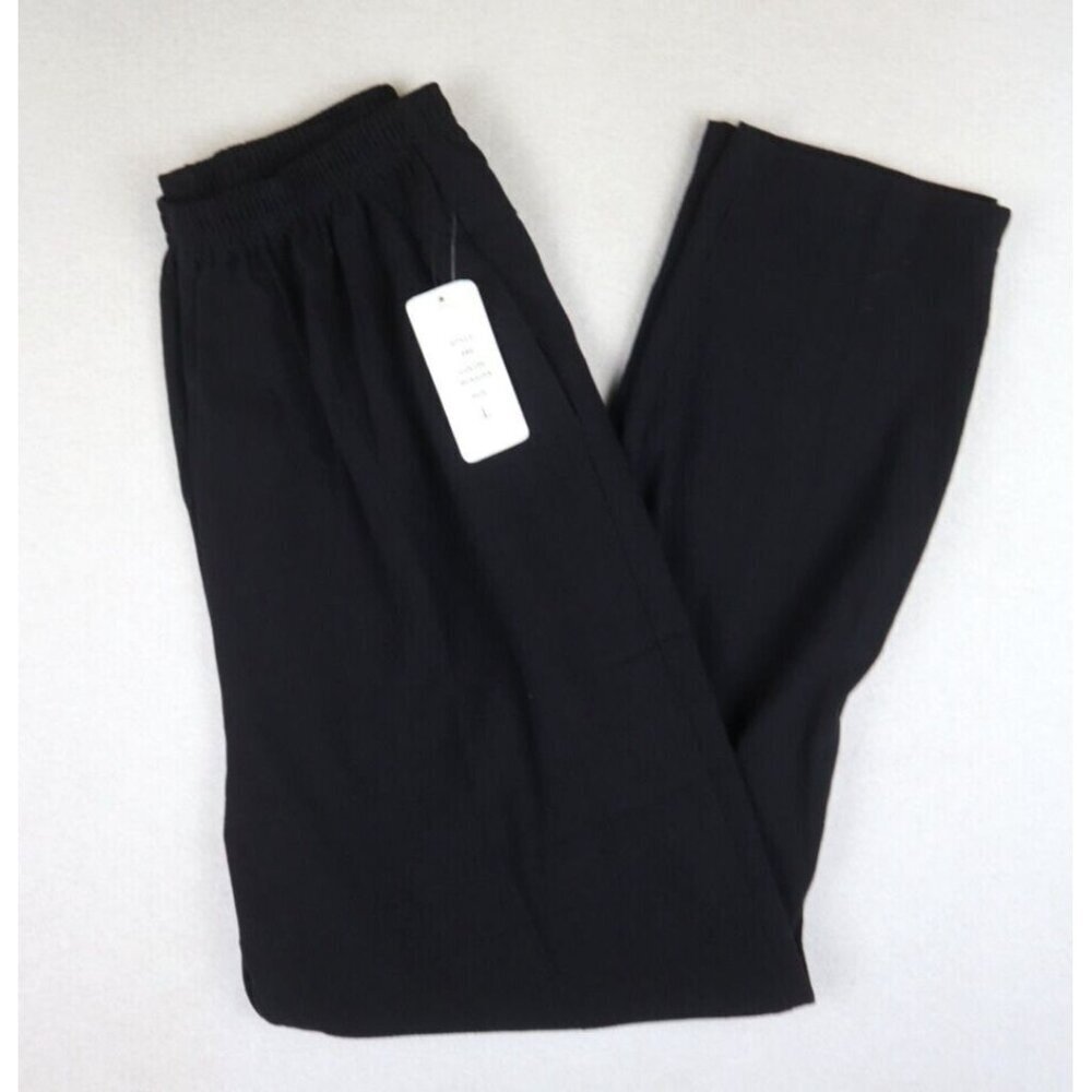 DONNA TORAN - WOMEN'S BLACK ELASTIC WAIST PULL-ON PANTS - SIZE L - NWT